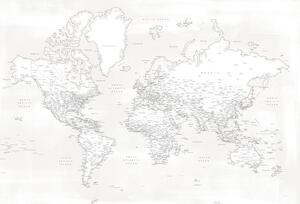 Térkép Almost white detailed world map, Blursbyai