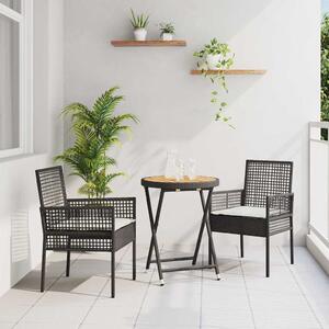 VidaXL Kert Bistro Készlet 3 pcs Fekete polirattan