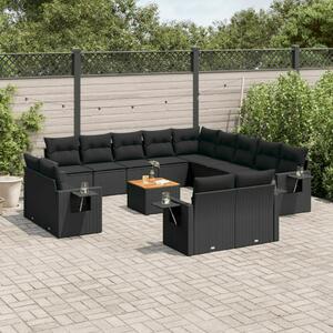 VidaXL Polyrattan Kerti Ülőgarnitúra - 14 részes - Fekete