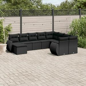 Polyrattan Kerti Ülőgarnitúra - 10 részes - Fekete