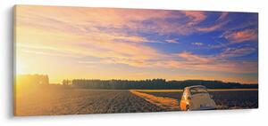 Egy sárga autó képe a mezőn (120x50 cm)