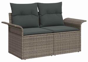 Kerti Kanapé Szett párnával tárolóval 6 pcs Szürke Poli rattan