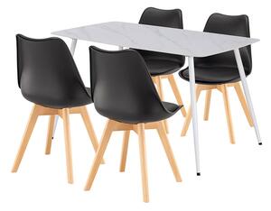 Ravena 4+1 étkező garnitúra fehér-fekete