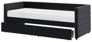 Ágyneműtartós heverő MARRAY Bársony Fekete 90 x 200 cm
