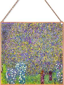 Gustav Klimt - Rose Bushes under the Trees üvegkép, falikép
