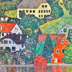 Klimt - Házak az Attersee felett üvegkép, falikép