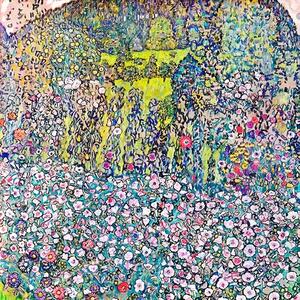 Gustav Klimt - Blumengarten üvegkép, falikép
