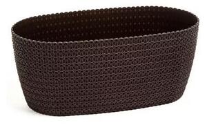 Virágláda fonott műanyag 38 cm barna