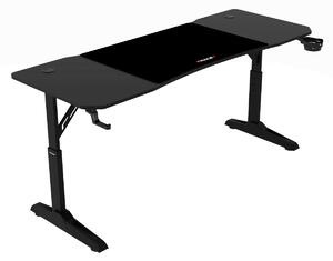 Pevný herní stůl 160x60cm, výběr výšky, melamin, carbon, LT-H1116 BK