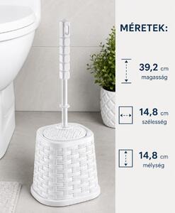 Rattan hatású wc kefe tartóval 39,2x14,8x14,8 cm fehér