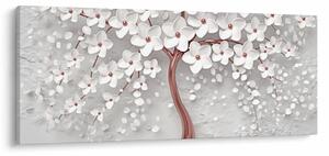 Kép - Egy fehér fa képe virágokkal, rózsaarany (120x50 cm)