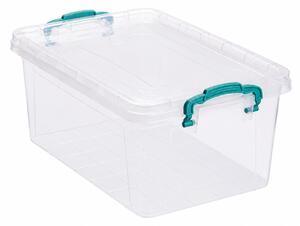 POLY TIME Tárolódoboz 8,5L 30X18,5X14 cm átlátszó zöld füllel