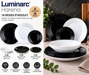 Luminarc Harena Black & White 18 részes étkészlet 6 személyre fekete-fehér