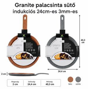 Perfect Home Granite Line palacsintasütő tapadásmentes bevonattal indukciós 24x0,3cm szürke vagy barna színben