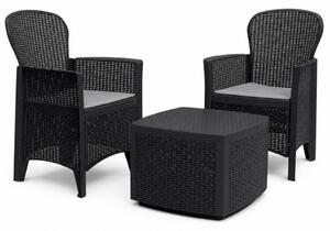 Tree rattan bútor szett antracit asztal 54x54x37 cm 2 db fotel 60x58x89 cm