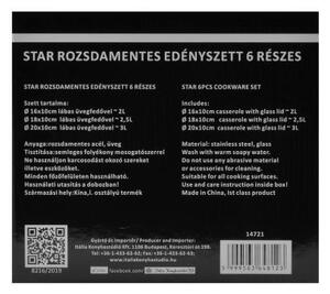 6 részes Perfect Home Star rozsdamentes edénykészlet üvegfedővel