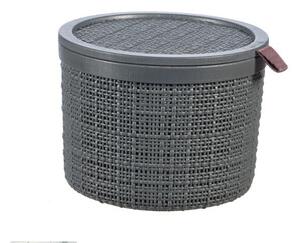 Doboz tetővel kerek 2 L Jute szürke