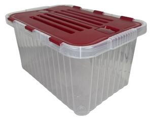Tároló fedéllel csatos 18 L piros (KKS)