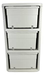 Tároló fiókos 3x14 L rattan fehér (KKS)