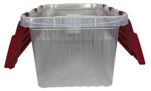 Tároló fedéllel csatos 18 L piros (KKS)