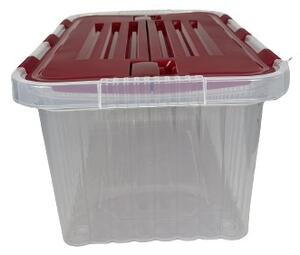 Tároló fedéllel csatos 18 L piros (KKS)
