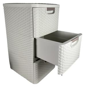 Tároló fiókos 3x14 L rattan fehér (KKS)