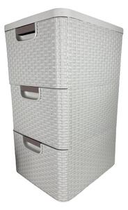 Tároló fiókos 3x14 L rattan fehér (KKS)
