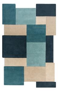 Kék-bézs gyapjú szőnyeg 180x120 cm Abstract Collage - Flair Rugs