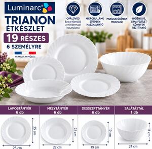Luminarc OPÁL Trianon 19 részes étkészlet 6 személyre fehér opálüveg