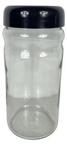 Üveg fűszertartó műanyag tetővel fekete színben (1,8 L-es)