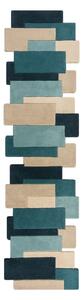 Kék-bézs gyapjú futószőnyeg 230x60 cm Abstract Collage - Flair Rugs