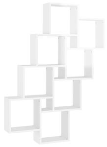 Magasfényű fehér forgácslap fali kockapolc 90 x 15 x 119 cm