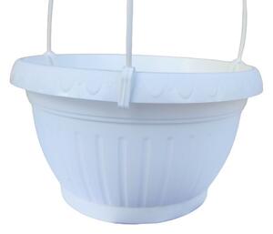 Függőcserép 22 cm fehér műanyag