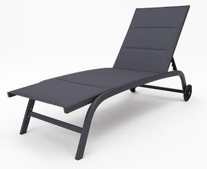 Kerti nyugágy kerekekkel 184 x 60 x 35 cm, sötétszürke
