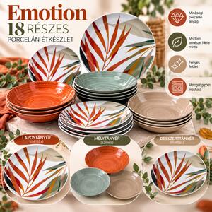 Casa Collection Emotion 18 részes porcelán étkészlet 6 személyre színes levélmintás