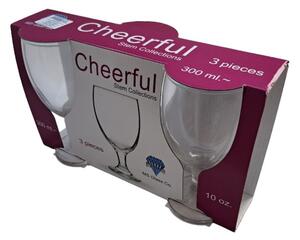 3 darabos talpas boros pohár szett üveg Cheerful (300 ml-es)