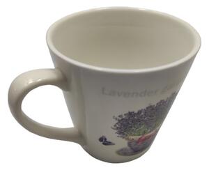 Porcelán csésze páros, kanállal levendula mintával (320 ml-es)