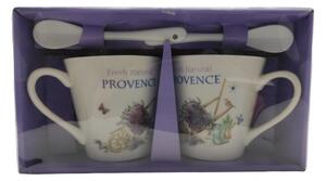 Porcelán csésze páros, kanállal levendula mintával (320 ml-es)