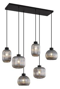 Design függőlámpa fekete füstüveggel, 6 ágú - Ana