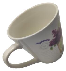 Porcelán csésze páros, kanállal levendula mintával (320 ml-es)