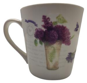 Porcelán csésze páros, kanállal levendula mintával (320 ml-es)