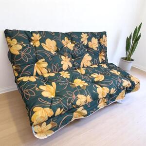 Hintaágy párna 130 cm 2 részes Zöld sárgavirágos mintával
