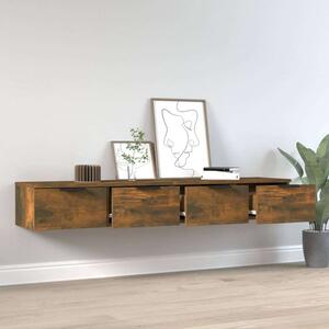 2 db füstös tölgyszínű szerelt fa fali szekrény 68 x 30 x 20 cm