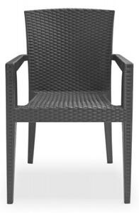 BARAW rattan karfás szék antracit szürke 88x59x59 cm