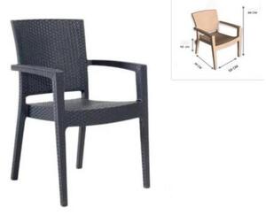 BARAW rattan karfás szék antracit szürke 88x59x59 cm