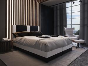 Z0ND0 Franciaágy Boxspring 140 cm Pecos Comfort (öko-bőr + fekete + fehér) (matraccal és tárolóhellyel). 1056265
