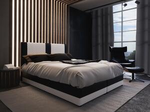 Z0ND0 Franciaágy Boxspring 140 cm Pecos Comfort (öko-bőr + fehér + fekete) (matraccal és tárolóhellyel). 1056264