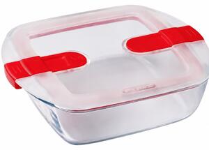 PYREX COOK&HEAT Szögletes sütőtál műanyag tetővel 1,1 L 23x15x6cm