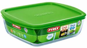 PYREX COOK&STORE Szögletes sütőtál műnyag fedővel 2,2 L 7x25x22 cm
