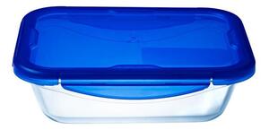 PYREX COOK&GO Szögletes sütőtál műanyag fedővel 1,7 L 24x18x6cm